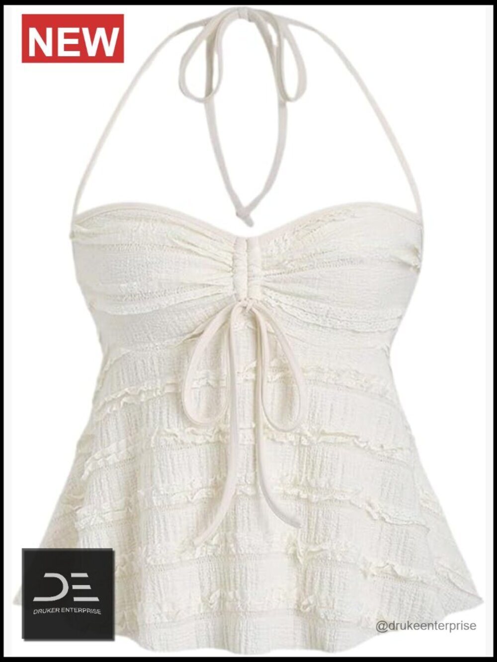 Peplum Halter Crop Top Y2K Drawstring Tie Ruched Cami